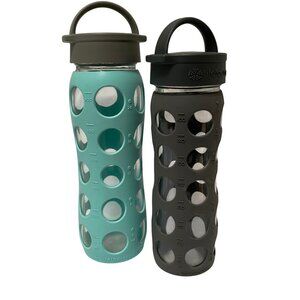 Lifefactory Glass Water Bottles with Silicone Sleeve and Classic Handle Cap